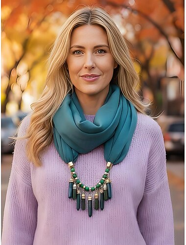  Weiche Damen-Halskette mit Quaste und Perlenanhänger, elegantes, mehrfarbiges Weihnachtsaccessoire für Winteroutfits und Feiertagspartys