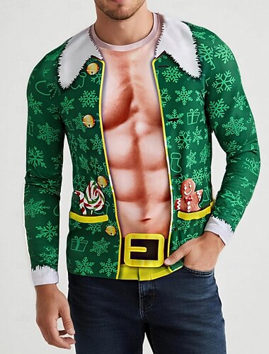 Weihnachten T-Shirt Elf Grafik Neuartige Komisch für Herren Erwachsene 3D-Druck  für Weihnachten Karneval Neujahr Party   Weihnachten T-Shirt Elf Grafik Neuartige Komisch für Herren Erwachsene 3D-Druck  für Weihnachten Karneval Neujahr Party