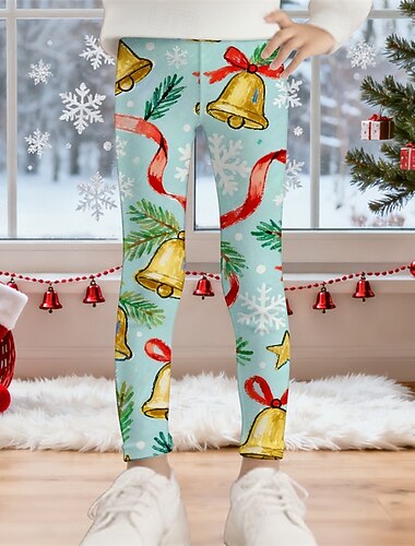 Новогодняя тематика Девочки 3D Графика Колокольчики Брюки Леггинсы Весна Осень Симпатичные Стиль Классический Дети 4-12 лет на открытом воздухе Повседневные Стандартный   Новогодняя тематика Девочки 3D Графика Колокольчики Брюки Леггинсы Весна Осень Симпатичные Стиль Классический Дети 4-12 лет на открытом воздухе Повседневные Стандартный