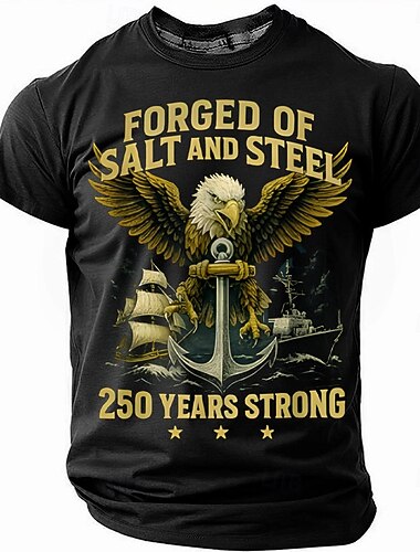  4. juli 2026 250-års Mindedag Mænds 3D Print US Flag Crew Neck Kortærmet T-shirt Daglig Gade