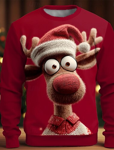  Noël Homme Chaque Sweatshirt Frais Fête 3D manche longue Col ras du cou Vacances Soirée Cadeau Rouge Vert Col rond 3D Toutes saisons Designer S M L XL XXL XXXL
