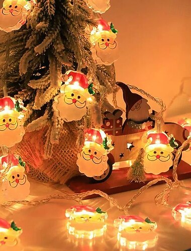  LED julesnømann fe-lyslenker 1,5 m 10 LED-lys batteridrevet julenissen juletre godteri-girlanderlys jul nyttårsfest bryllup ferie vindu balkong hagedekorasjon