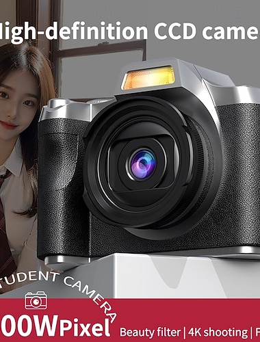  מצלמה דיגיטלית HD 1080p עם 64 מגה פיקסל ופלאש, טעינה באמצעות USB, עיצוב רטרו קומפקטי לנסיעות ולצילום יומיומי
