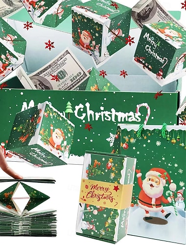  Kerstcadeaus voor kleinkinderen meisjes jongens verrassing cadeau doos explosie voor geld unieke opvouwbare springende rode envelop cadeau doos met confetti geld explosie luxe voor verjaardag