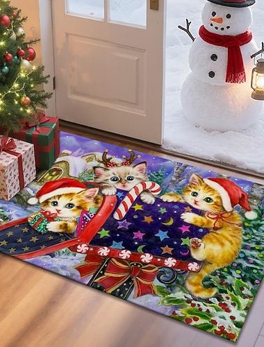  שטיח כניסה לחג המולד רך ונגד החלקה שטיח חיקוי קשמיר שטיח דלת כניסה חגיגי עיצוב דואר חג המולד של קיומי הראי