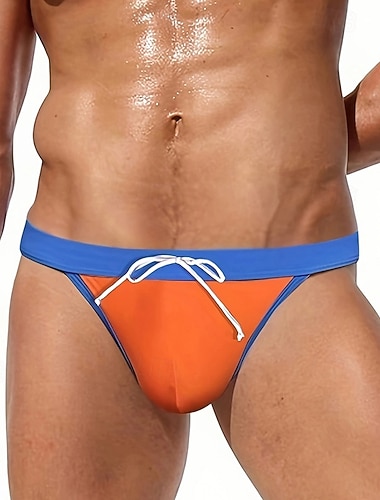 Homme string de bain Sous-Vêtements Slips de natation Élastique Respirant Bas Cordon de serrage Surf Bikini Plongée Patchwork Été