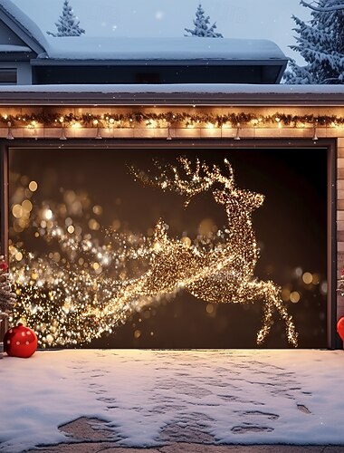  Święta gobelin Osłona bramy garażowej Duży wiszący Łoś Śłodkie 3D Impreza Obuwie turystyczne Motyw świąteczny Tła do zdjęć Podwórze Wystrój domu