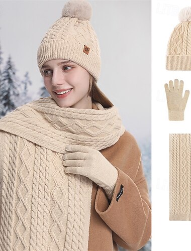  Mulheres Cachecóis Presente Diário Feriado Poliéster Férias Básico Casual Manter Quente 1conjunto