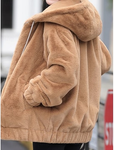  בגדי ריקוד נשים מעיל חורף מעיל שרפה נוח נושם כיס יום יומי אחיד חופשה רחוב קזו'אל לבוש יומיומי רוכסן קצר עם קפוצ'ון מונח בצורה רפויה שרוול ארוך הלבשה עליונה שחור חאקי משמש אביב סתיו