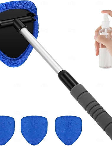  5-delers verktøysett for avriming av frontruter med 4 stoffputer - slitesterk bilvinduspusser, langvarig design, inkluderer sprayflaske og mikrofiberkluter for effektiv isfjerning