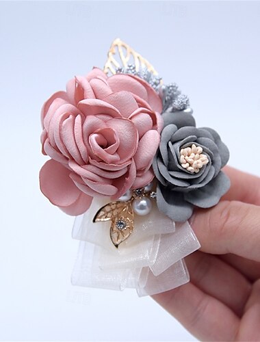 Fiori da polso da sposa Braccialetto floreale Matrimonio / Evento / Festa Nastri / Perline Floreale   Fiori da polso da sposa Braccialetto floreale Matrimonio / Evento / Festa Nastri / Perline Floreale