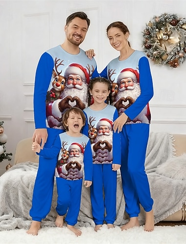 Семейный вид Новогодняя тематика Рождественская семейная пижама Пижамы Семейные наборы Графика Дед Мороз Дом С принтом Черный Синий Зеленый Длинный рукав Повседневные Подходящие наряды   Семейный вид Новогодняя тематика Рождественская семейная пижама Пижамы Семейные наборы Графика Дед Мороз Дом С принтом Черный Синий Зеленый Длинный рукав Повседневные Подходящие наряды