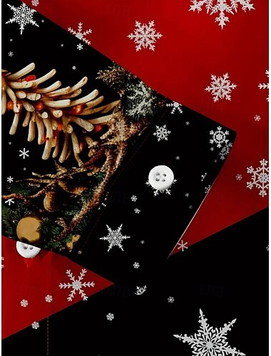  Julekvinners juletre snøfnugg skjorte grafisk elegant vintage festlig langermet skjortekrave vanlige topper bryllupsgjest arbeid fest kveldsantrekk knapper rød vår høst vinter