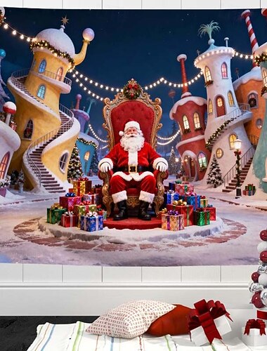  juleteppe veggtepper julenissen juletre moderne stue hjemmedekor