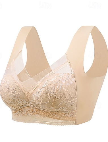  Dame Yoga-BH SportsBH-er Undertøy Lav støtte Pustende Trådløs Polstret Ensfarget / vanlig farge Sport Sportsklær Svart Rosa Treningsstudio Trene Løp