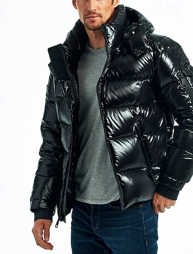  Pánské Zimní kabát Park Kapsy Polyester Dovolená Denní nošení Rande Standardní Módní Na běžné nošení Pohodlné Zahřívací Zima Plná / Jednobarevná Černá Žlutá Rubínově červená Vodní modrá Puffer Jacket