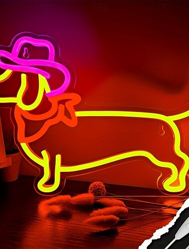  led neon decoratieve wandlampen, teckels, stierenvechters, katten, schattige en kleurrijke ornamenten in de vorm van dieren, lichtreclames, usb-voeding