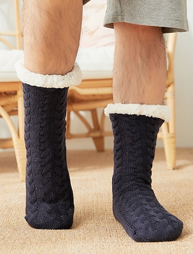  メンズ 冬用 フリース フロアソックス 暖かい 厚手 滑り止め スリッパソックス 大人用 室内 家庭用