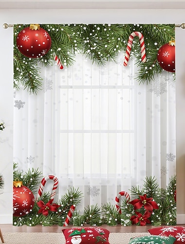  Świąteczne firanki z serii 2025, drukowane cyfrowo 3D, zasłony okienne do salonu, sypialni, dekoracja świąteczna, wystrój domu, eleganckie świąteczne panele zasłonowe