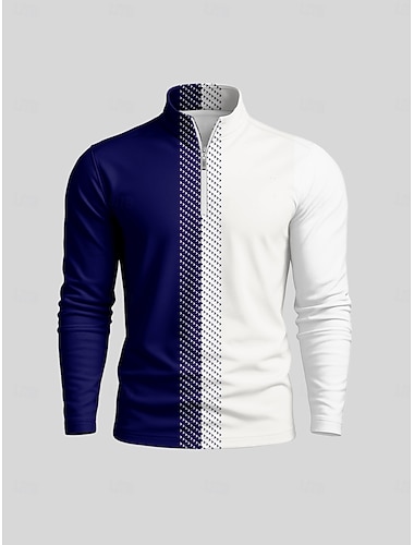  Herre POLO T-skjorte Mørkeblå Langermet Topper Golfantrekk Klær Antrekk Bruk Klær