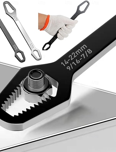  Uniwersalny klucz, uniwersalny regulowany klucz dwustronny 8 mm-22 mm, samozaciskowy, leniwy klucz, narzędzia naprawcze do jazdy na świeżym powietrzu, narzędzia do naprawy samochodów w domu, stal