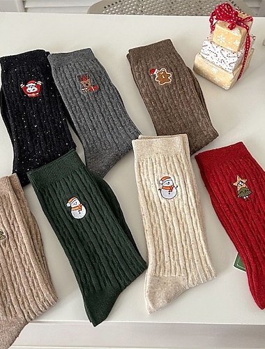  Damen Crew Socken Dicke warme Wintersocken Weihnachten Outdoor Ferien Tiermotiv Baumwolle Basic Klassisch Lässig Elastisch Warm 1 Paar