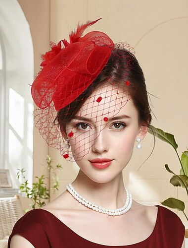  fascinators Stof Fedora Bryllup tefest Hesterace cocktail Elegant Årgang Sød Stil Med Fjer Blomster Medaljon Hovedbeklædning