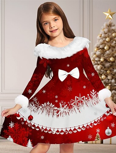 Χριστούγεννα Κορίτσια » 3D Χιονονιφάδα Καμπάνες Φόρεμα Μακρυμάνικο Άνοιξη Φθινόπωρο Διακοπές Καθημερινά Αργίες Πανεμορφη Γλυκός Παιδιά 4-12 χρόνια Φόρεμα για πάρτυ Φόρεμα σε γραμμή Α Ως το Γόνατο