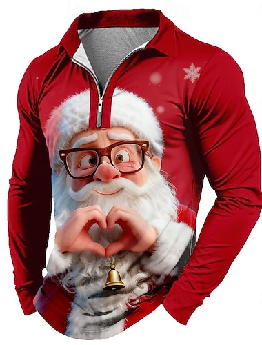 Новогодняя тематика Муж. Дед Мороз Поло Длинный рукав Футболки поло Лацкан На каждый день Одежда для спорта и отдыха На каждый день Фестивальный наряд 3D печать Поло с застежкой-молнией на четверть   Новогодняя тематика Муж. Дед Мороз Поло Длинный рукав Футболки поло Лацкан На каждый день Одежда для спорта и отдыха На каждый день Фестивальный наряд 3D печать Поло с застежкой-молнией на четверть