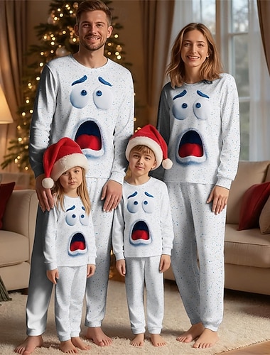 familj Jul Jul familjepyjamas Pyjamas Familjeset Grafisk Tecknat Hem Mönster Vit Långärmad Dagligen Matchande kläder   familj Jul Jul familjepyjamas Pyjamas Familjeset Grafisk Tecknat Hem Mönster Vit Långärmad Dagligen Matchande kläder