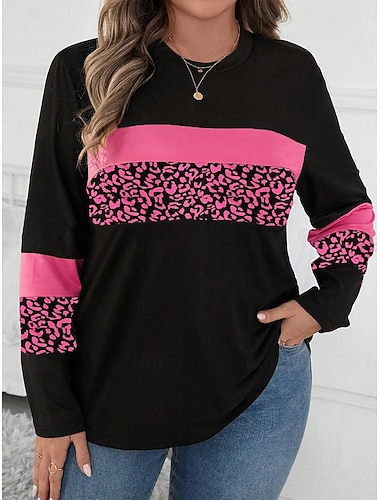 نسائي حجم اضافي قمم تي شيرت الهندسة طباعة كم طويل رقبة عالية مدورة كاجوال مناسب للبس اليومي بوليستر الخريف الشتاء أصفر وردي بلاشيهغ   نسائي حجم اضافي قمم تي شيرت الهندسة طباعة كم طويل رقبة عالية مدورة كاجوال مناسب للبس اليومي بوليستر الخريف الشتاء أصفر وردي بلاشيهغ