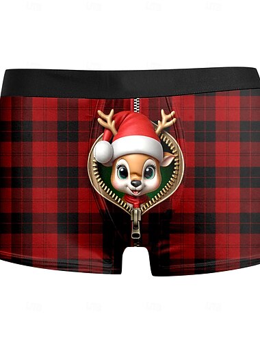  Χριστούγεννα Σλιπάκια Μποξεράκια Εσώρουχα δώρο Χριστουγέννων Τάρανδος Ρούντολφ Γραφικό Πρωτότυπες Αστείος για Ανδρικά Ενηλίκων 3D εκτύπωση για Χριστούγεννα Απόκριες Νέος Χρόνος Πάρτι