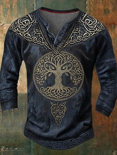 Homens Gráfico Árvore Vintage Camisa Henley Manga Longa Estilo bonito Retro Vintage Casual Casual Feriado Para Noite Primavera & Outono Todas as Estações Azul Escuro Henley Camiseta Henley   Homens Gráfico Árvore Vintage Camisa Henley Manga Longa Estilo bonito Retro Vintage Casual Casual Feriado Para Noite Primavera & Outono Todas as Estações Azul Escuro Henley Camiseta Henley
