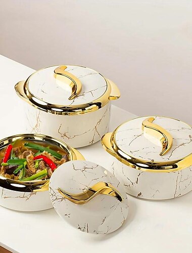  kosketuslämmitinsarja, 3-osainen termosvuoka kansineen, eristetty ruostumattomasta teräksestä valmistettu säiliö kuumalle/kylmälle ruoalle, tarttumattomat keittoastiat, moderni abs-muovikuori