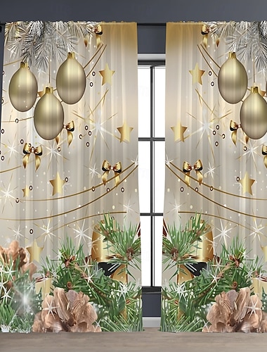 Рождественские шторы, цифровая печать на 3D-принтере, праздничные декоративные панели для гостиной, спальни, декор для дома, комплект мягких тканевых штор