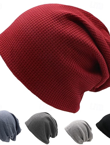  Муж. Вязаная шапочка Шляпы без полей Черный Синий Мода На каждый день Для улицы Повседневные Полотняное плетение С защитой от ветра Дышащий