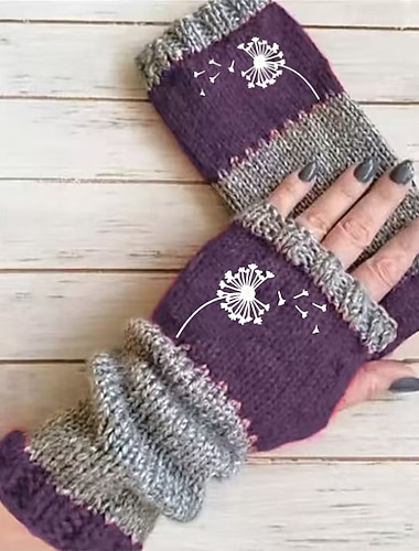  Γυναικεία 1 ζευγάρι Χωρίς Δάχτυλα / Πλεκτά γάντια Κομψό στυλ street / Υπαίθριο Γάντια - Λουλούδι Στάμπα