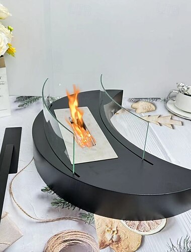  Tischfeuerstelle für drinnen und draußen – verbesserter, sicherer kleiner Tischkamin aus Edelstahl mit Steinen für Dinnerpartys, tragbarer Mini-Tischfeuerplatz mit Smores-Maker – Einweihungsgeschenk