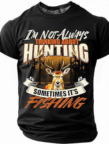  Herren Hirsch T Shirt Kurzarm T-Shirt 3D-Druck Rundhalsausschnitt Hemd Mode Täglich Täglich Straße Jagd Blau Schwarz Grün Sommer Frühling Bekleidung S M L XL XXL XXXL