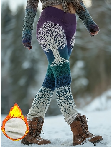  Γυναικείες Βίκινγκ Μπόχο Σλάξ Κολάν Άνετα Κολάν Vintage Streetwear Εθνοτική Στιλ Ολόκληρου Μήκους Ψηλόμεσα Γραφικά Γεωμετρικό Σχέδιο Ελαστική Ζώνη Εκτύπωση Θερμικό Ζεστό Άνετο Άνετο Ελαστικά Διακοπές