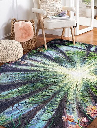  שטיח קל לכיסוי בגוון בהיר עם תצוגת שמיים וצמחייה שטיח שישי דמוי קשמיר רך ללא החלקה ניתן לשטיפה במכונה פוקס טיפי אדום של דווידו דייטווילר