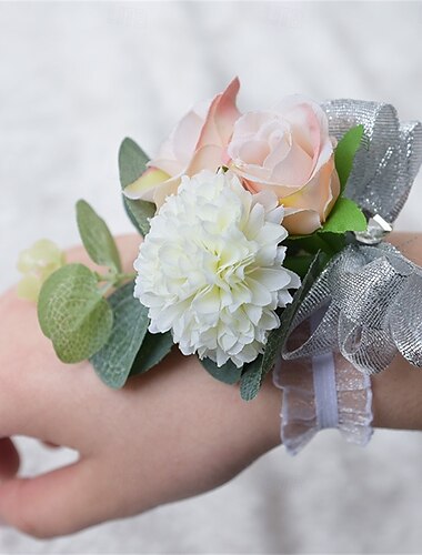 Fiori da polso da sposa Braccialetto floreale Matrimonio / Evento / Festa Nastri Floreale   Fiori da polso da sposa Braccialetto floreale Matrimonio / Evento / Festa Nastri Floreale