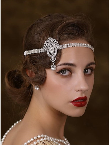  Damen-Stirnband im Stil der 1920er Jahre mit Strasssteinen im Flapper-Stil – Vintage-Haaraccessoire mit Kristallperlen im Gatsby-Stil für Retro-Partys, Hochzeiten oder Kostümveranstaltungen