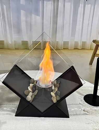  موقد نار من الألماس، موقد محمول على سطح الطاولة، يعمل بالوقود الحيوي النظيف بدون فتحة تهوية، مناسب للحفلات الداخلية والخارجية والمناسبات