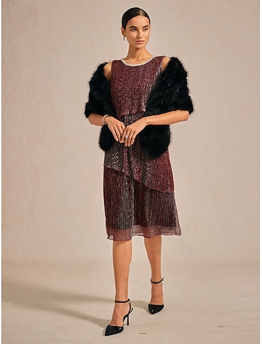  בגדי ריקוד נשים שמלת מקסי שמלת שיפט אלגנטית אורחת חתונה מסיבת ערב מסיבת קוקטייל מונח בצורה רפויה צבע אחיד ללא שרוולים צווארון עגול קצר יין אדום קיץ אביב סתיו