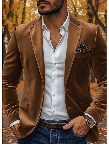 Homens Jaqueta Blazer Colar de entalhe Moda Clássico Casual Cor Sólida Blazer Exército verde Preto Marron Padrão Dois botões de peito simples   Homens Jaqueta Blazer Colar de entalhe Moda Clássico Casual Cor Sólida Blazer Exército verde Preto Marron Padrão Dois botões de peito simples