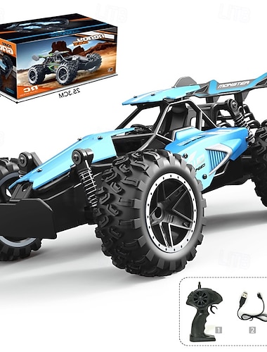  Monster Truck RC ad Alta Velocità - Scala 1:18 Buggy Off-Road Telecomandato 2.4Ghz con Batteria Ricaricabile - Veicolo All-Terrain per Bambini Regalo di Natale