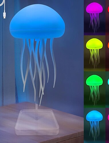  Лампа в виде медузы, светильник в виде медузы с танцующими ногами, ночник в виде медузы с голосовым управлением, прикроватная лампа в виде медузы для спальни, гостиной и рождественских подарков (с