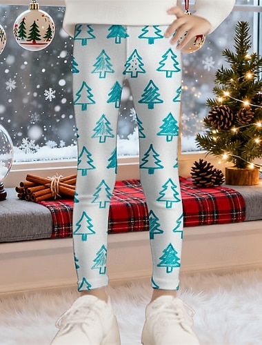 Девочки 3D Графика Новогодняя ёлка Брюки Леггинсы Весна Осень Симпатичные Стиль Классический Дети 4-12 лет на открытом воздухе Повседневные Стандартный   Девочки 3D Графика Новогодняя ёлка Брюки Леггинсы Весна Осень Симпатичные Стиль Классический Дети 4-12 лет на открытом воздухе Повседневные Стандартный