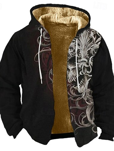  Voor heren Grafisch dier Trui met capuchon Jack Modieus Streetwear Casual Lange mouw Capuchon Buiten Buitensporten Uitgaan Zwart Donkergrijs Zak Afdrukken Fleece Winter Ontwerper S M L XL 2XL 3XL
